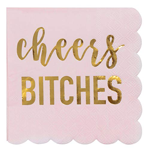 Juvale Servilletas de papel desechables Bachelorette Party, paquete de 50 servilletas de papel con bordes festoneados, 3 capas, color rosa claro, 12,7 x 12,7 cm