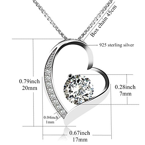 J.Vénus Collar de plata de ley con cubic Zirconia para mujer,Con una caja(48cm de longitud)