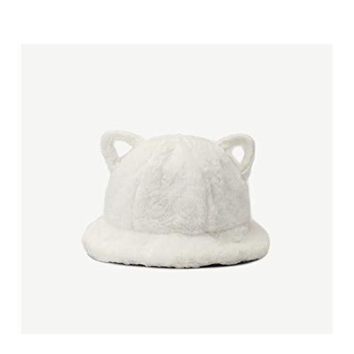 JXMK 56-58 cm Femminile carino Gatto orecchio Peluche Cappello secchio Inverno Cappello pescatore Coreano giapponese Cappello Caldo bacino Peluche selvaggio Palla