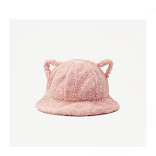 JXMK 56-58 cm Femminile carino Gatto orecchio Peluche Cappello secchio Inverno Cappello pescatore Coreano giapponese Cappello Caldo bacino Peluche selvaggio Palla