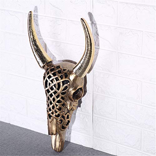 JYJTLHS Cabeza De Toro Cráneo Montado En La Pared, Resina Decoración Animal Figurilla, Caza Calaveras Colgantes Esculturas Colgante, Escultura De Pared De Cráneo