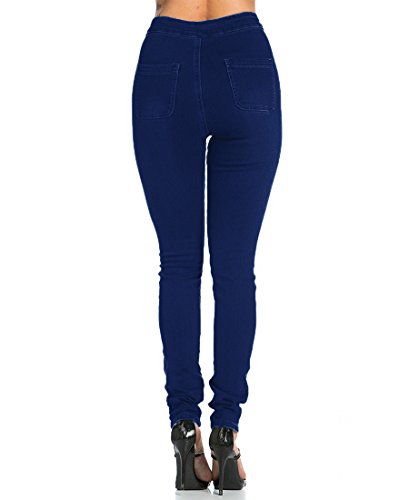 Jyone Pantalones vaqueros con cintura alta para mujer XL Azul