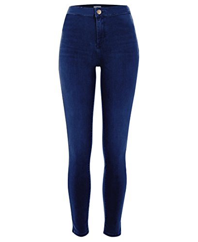 Jyone Pantalones vaqueros con cintura alta para mujer XL Azul
