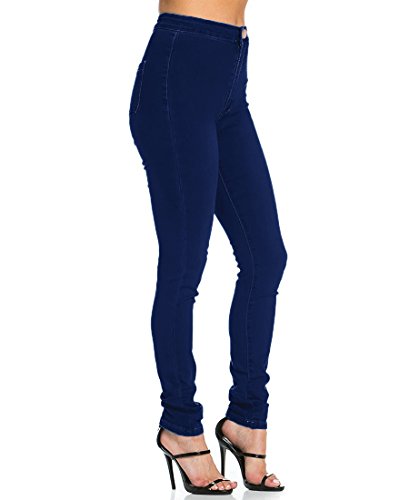 Jyone Pantalones vaqueros con cintura alta para mujer XL Azul