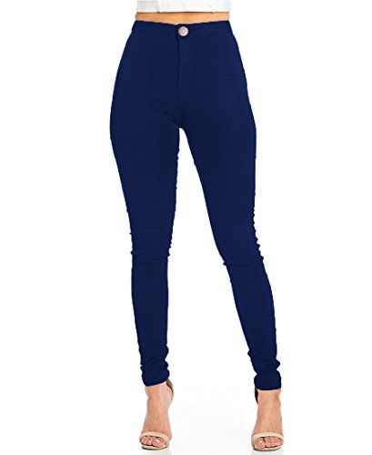 Jyone Pantalones vaqueros con cintura alta para mujer XL Azul