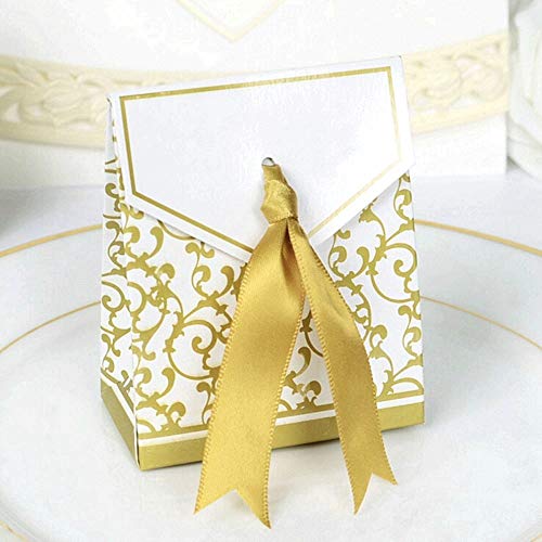 JZK 50 x Dorado papel cajas de favor partido caja regalo para los favores, los dulces, caramelos, bombones, confeti, los regalos y joyería para fiesta bienvenida bebé boda comunión navidad