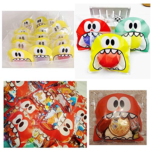 JZK 600 Bolsa de Dulces Bolsas de Caramelos Bolsos de Comida Paquete de Galleta Sello Bolsas de Caramelos Monstruo Autoadhesiva para Confeti de Aperitivos Dulces