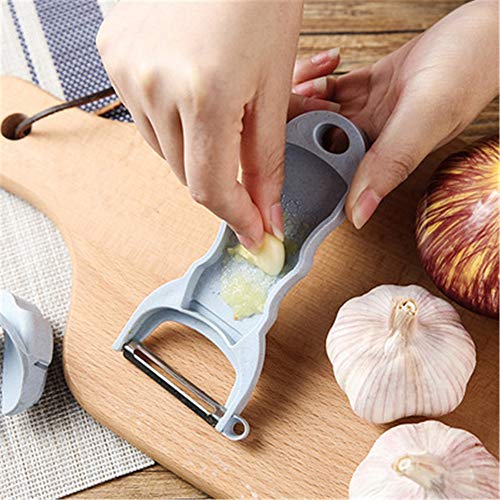 K - Cuchillo de pelar de paja de trigo con doble propósito para pelar verduras y melón, beige, 15.5 * 5.7 * 6.9cm