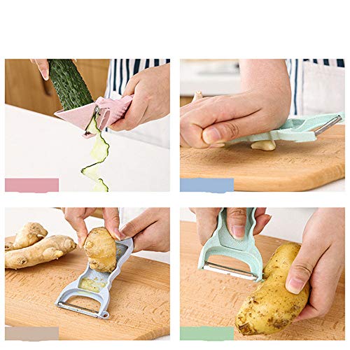 K - Cuchillo de pelar de paja de trigo con doble propósito para pelar verduras y melón, beige, 15.5 * 5.7 * 6.9cm