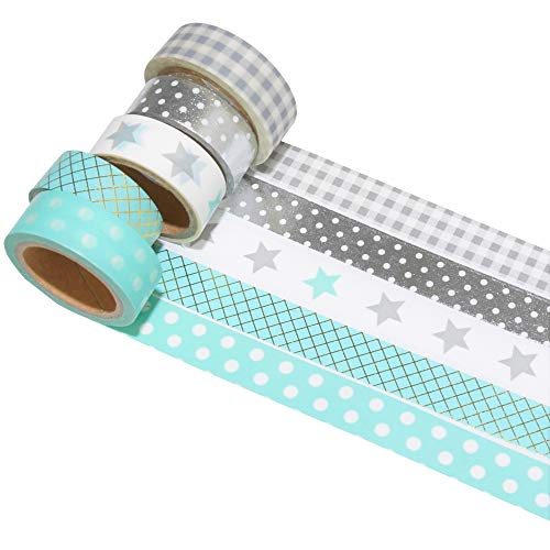 k-limit 5 Set Washi Tape Rollos de Washi Tape, Cinta Decorativa Autoadhesivo, Cinta de enmascarar, Masking Tape Scrapbooking DIY Scrapbooking DIY 9447