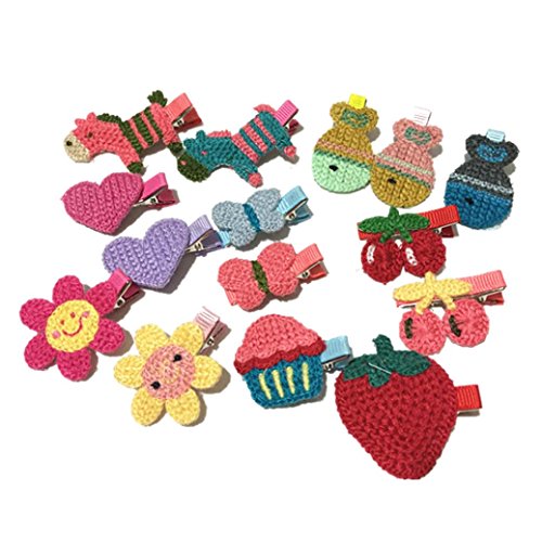 K-youth® 15 piezas pinzas para el cabello niñas princesa estilo de pelo hebilla tejido de punto horquilla infantil para niñas horquillas para el pelo niña bebe gran disfraz para vestir (Multicolor)