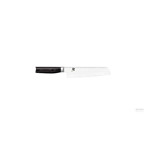 KAI Shun Premier Tim Mälzer Minamo Santoku, 32 capas de acero de Damasco, mango negro, TMM-0702