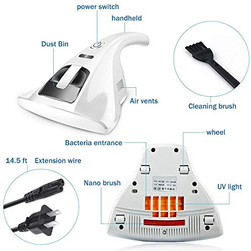 KaiKai Roroz 110V / 220V del hogar portátil Limpiador de la Capa ácaros vacío, colchón pequeño UV for aspiradoras, 12 kPa Fuertemente Suck Profundo ácaros, alérgenos, Polvo, bacterias, pelos, etc