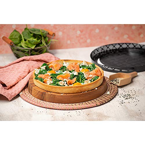 Kaiser Inspiration - Molde para quiche y pizza (perforado, 28 cm, antiadherente, con práctica base)