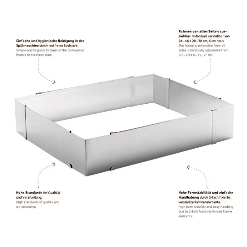 Kaiser Pâtisserie Molde Rectangular Extensible, Acero Inoxidable