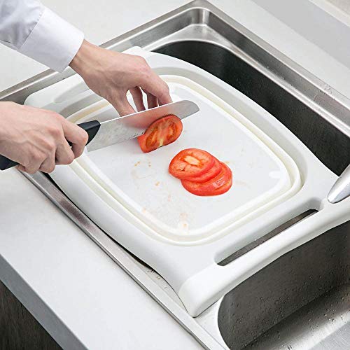 Kakymjxnj - Cesta de plástico para verduras y hortalizas plegable para lavabo, cocina, tabla de cortar multifuncional