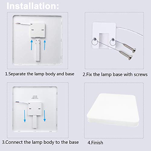 Kambo LED Lámpara de Techo Moderna Plafon Techo Led 48W Cuadrada Blanca Moderno 4320LM Blanco Frío 6500K Impermeable IP44 Para Baño Cocina Sala de Estar Dormitorio Pasillo Habitacion Comedor Balcón