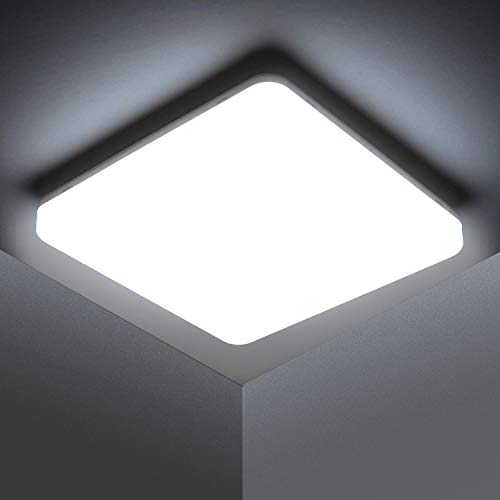 Kambo LED Lámpara de Techo Moderna Plafon Techo Led 48W Cuadrada Blanca Moderno 4320LM Blanco Frío 6500K Impermeable IP44 Para Baño Cocina Sala de Estar Dormitorio Pasillo Habitacion Comedor Balcón