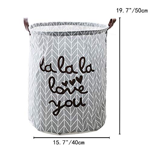 Kanggest Cubo Plegable de Lino y algodón Cesta para la Ropa Sucia, Bolsa de Almacenamiento para Colada. Barril Durable para Ropa (Gris)