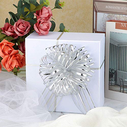 kangji 10 Piezas Lazo De Tirar De Organza Grande, Lazos para Envolver Regalos, Lazos para Regalos, Lazos para Automóviles, Lazos para Envolver Regalos, Flores, Decoración de Bodas (Blanco)