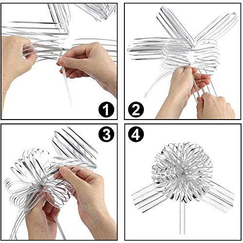 kangji 10 Piezas Lazo De Tirar De Organza Grande, Lazos para Envolver Regalos, Lazos para Regalos, Lazos para Automóviles, Lazos para Envolver Regalos, Flores, Decoración de Bodas (Blanco)