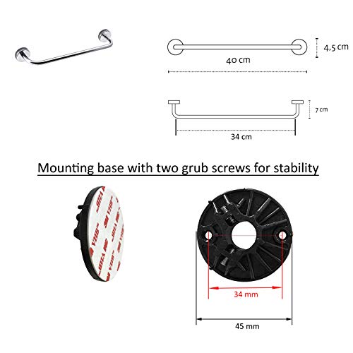 Kapitan Barra Colgadora 40 cm Riel Para Toalla Acero Inoxidable AISI 304 10/18 Acabado Pulido Montado en la Pared, Fabricado en Europa,20 Años de Garantía