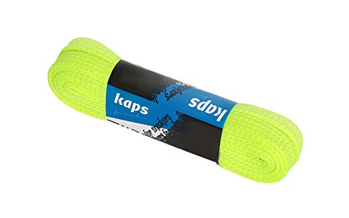 Kaps Cordones de Zapatillas de Deporte, cordones de calzado duraderos de calidad para calzado casual, fabricados en Europa, 1 par (120 cm - 47 inch - 7 a 9 pares de ojales/lemon fluorescent)