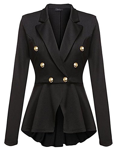 Kasen Abrigo Mujer Blazer Americana Traje Slim Chaqueta del Traje OL Mujeres Botón de Metal Negro S