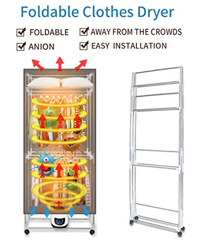 Kasydoff - Secador de ropa portátil 3 niveles, plegable, ahorro de energía, 1,7 m, temporizador digital automático con mando a distancia para casa de apartamentos