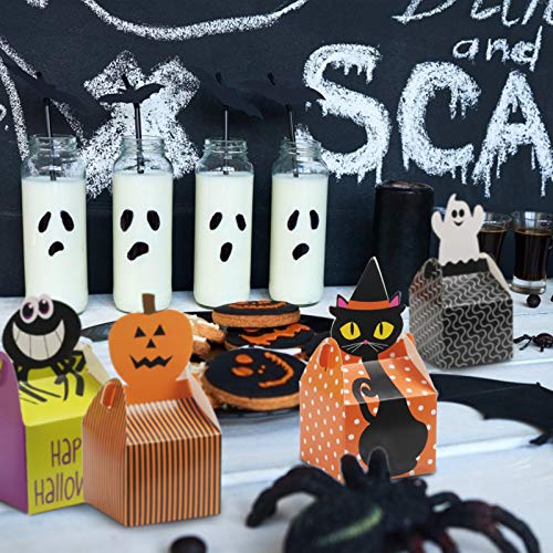 KATOOM 24 Cajas de Dulces de Halloween, Caja de Truco o Trato, Dulces, Regalo de Chocolate con Calabaza de Dibujos Animados, Fantasma, Gato Negro, patrón de araña para niños para Fiestas de Halloween