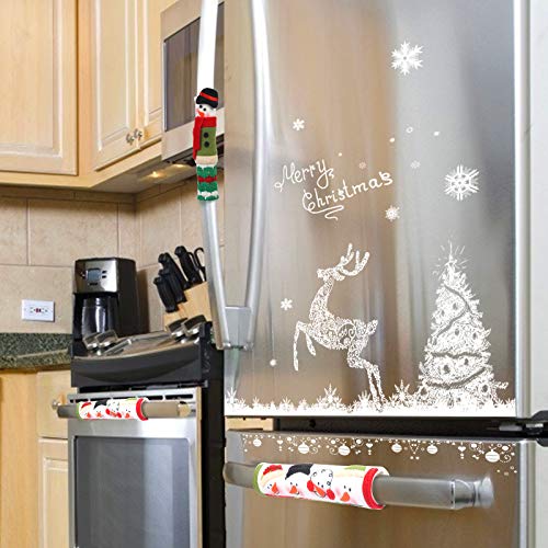 KATOOM Manija de la Puerta del Refrigerador 4pcs Cocina Guantes Nevera Navidad Lindo Muñeco de Nieve Protectores Decoración para Cocina Horno de Microondas Protector de la Puerta Cubierta de Polvo