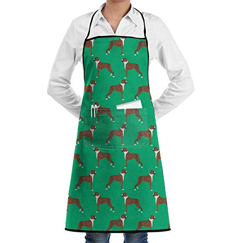 Katrine StoreCute Boxer Company Dog Unisex Chef Kitchen Delantal de cocina con bolsillos para la tienda de flores Tienda de manicura de belleza Tienda de barbacoa