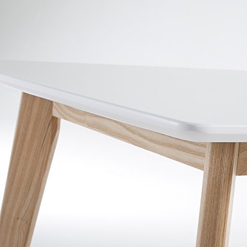 Kave Home - Mesa de Comedor Anit Rectangular 140 x 80 cm Blanca con Patas de Madera Fresno