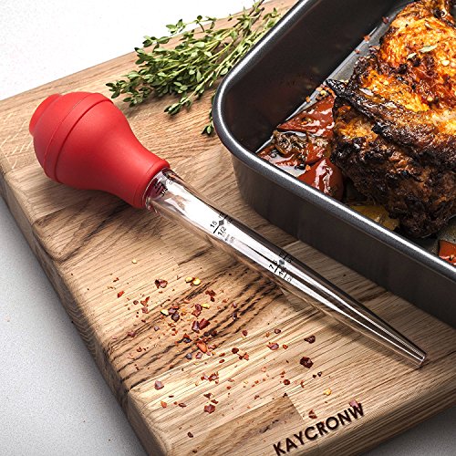 kaycrown Turquía jeringa de cocina juego de 4, grado comercial calidad FDA silicona bombilla incluida carne arinade Inyector aguja con barbacoa pincel y cepillo de limpieza para fácil de limpiar