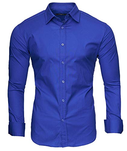 Kayhan Uni Hombre Camisa Slim fit, Blue (M)