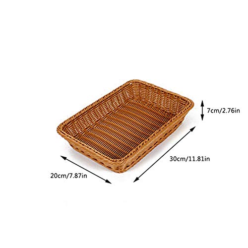 Kbsin212 Bandeja de almacenamiento de ratán – Cesta de mimbre, rectangular, cesta de almacenamiento para pan, cesta tejida, café, 35*25*8cm