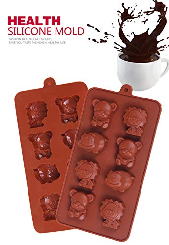 KBstore 2 Pack Moldes de Bombones de Silicona - Forma de Animales Coche Barco Tren Avion Molde de Silicone para Chocolate/Caramelo de Café/Cubo de Hielo/Gelatina/Jabon Pequeño