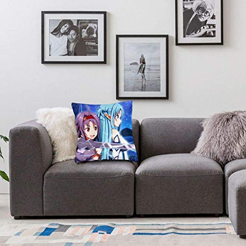 KDRW Sword Art Online Anime Funda de Almohada Cuadrada Throw Pillow Cover Funda de Almohada Decoración del hogar 20 'x 20'