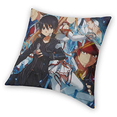 KDRW Sword Art Online Anime Square PillowThrow Funda de Almohada Cuadrada Decoración para el hogar Funda de Almohada Anime Multicolor 18 'x18