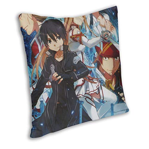 KDRW Sword Art Online Anime Square PillowThrow Funda de Almohada Cuadrada Decoración para el hogar Funda de Almohada Anime Multicolor 18 'x18