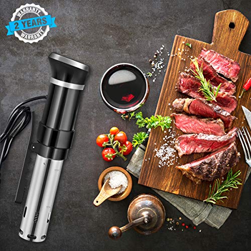 KEAWEO Sous Vide, 1100W Aparato de Cocina Precisión Cocina Baja Temperatura, Pantalla Pantalla LCD táctil, Temporizador, Cocinero Circulador, Máquina de Cocción al Vacío de Acero Inoxidable Recetario