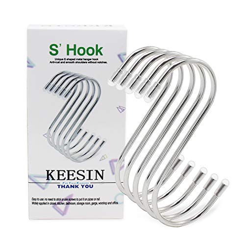 KEESIN S en forma de gancho colgante de metal cubierto ganchos multifuncionales de acero inoxidable para cocina Cuchara Pan cuarto de baño paquete de 15 (Pequeña)