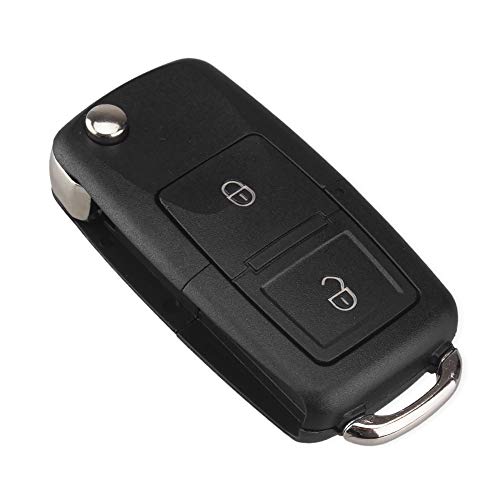 Kelay 2 botones Foliding Car Key Fob Funda Cubierta Mando a distancia Key Shell Compatible para Passat Polo Golf MK4 Bora Seat Leon Octavia Toledo Skoda (sin cuchilla, 2 piezas)