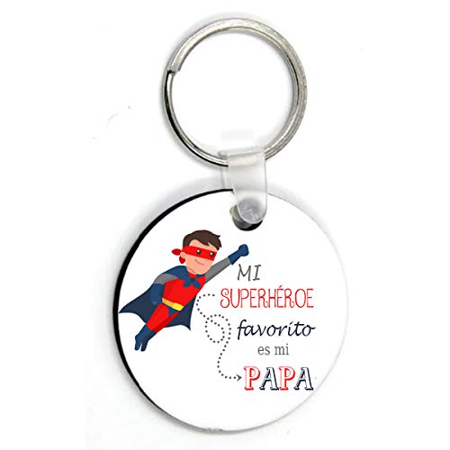 Kembilove Llavero para Padre Personalizado – Llavero Personalizado Redondo Mi Superhéroe Favorito es mi Papá – Llavero Original para Regalar el día del Padre, Cumpleaños