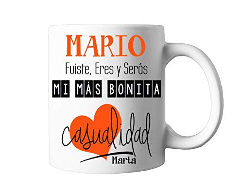 Kembilove Taza de Café Pareja – Taza de Desayuno con frase y nombre personalizado – Taza de Café y Té para Enamorados – Taza de Cerámica Impresa – Tazas de de 350 ml para San Valentin