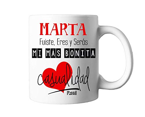 Kembilove Taza de Café Pareja – Taza de Desayuno con frase y nombre personalizado – Taza de Café y Té para Enamorados – Taza de Cerámica Impresa – Tazas de de 350 ml para San Valentin