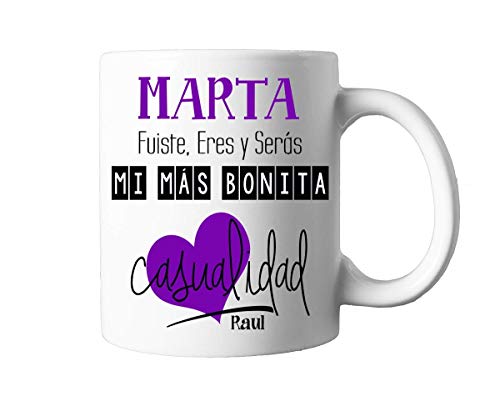 Kembilove Taza de Café Pareja – Taza de Desayuno con frase y nombre personalizado – Taza de Café y Té para Enamorados – Taza de Cerámica Impresa – Tazas de de 350 ml para San Valentin