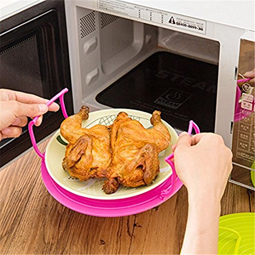 Kentop 1PCS Microondas Horno Bandeja Plegable Accesorio de Cocina Rack para Cocinar al Vapor（Color al azar）