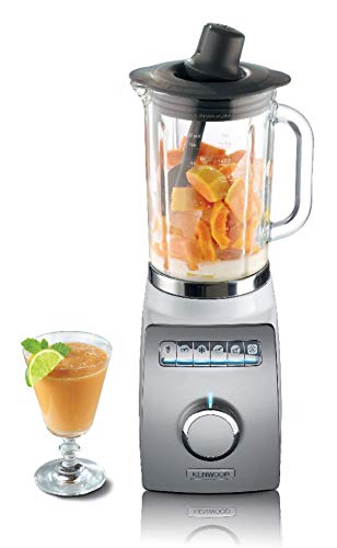 Kenwood BLM802WH Batidora de vaso, 1400 W, recipiente jarra 1,6 L resistente al frío y calor, 6 programas predefinidos, color blanco y gris