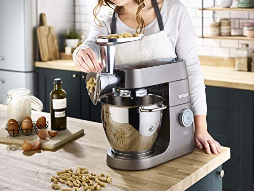 Kenwood Pasta Fresca KAX92.A0ME-Prensa para Robot (Carcasa de Acero Inoxidable, Incluye Accesorios de Cocina Maccheroni rigati)